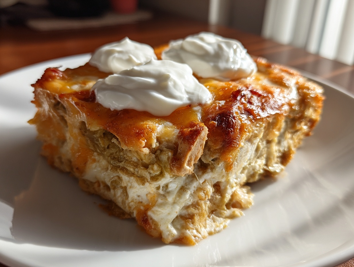 Amazing Green Chile Chicken Enchilada Casserole