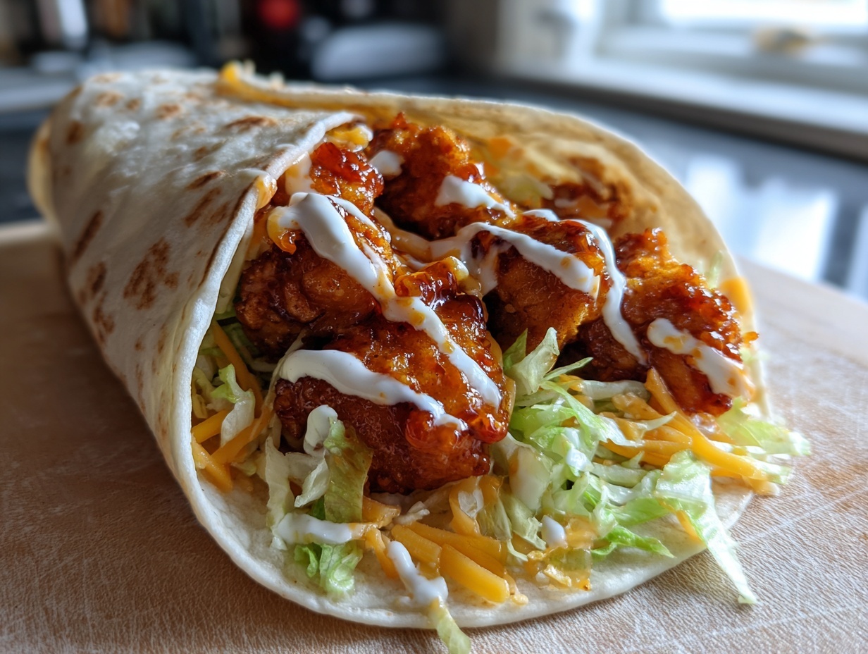 Juiciest Hot Honey Chicken Wraps: 5 Stars