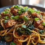 Spicy Sesame Chicken Lo Mein with Bok Choy