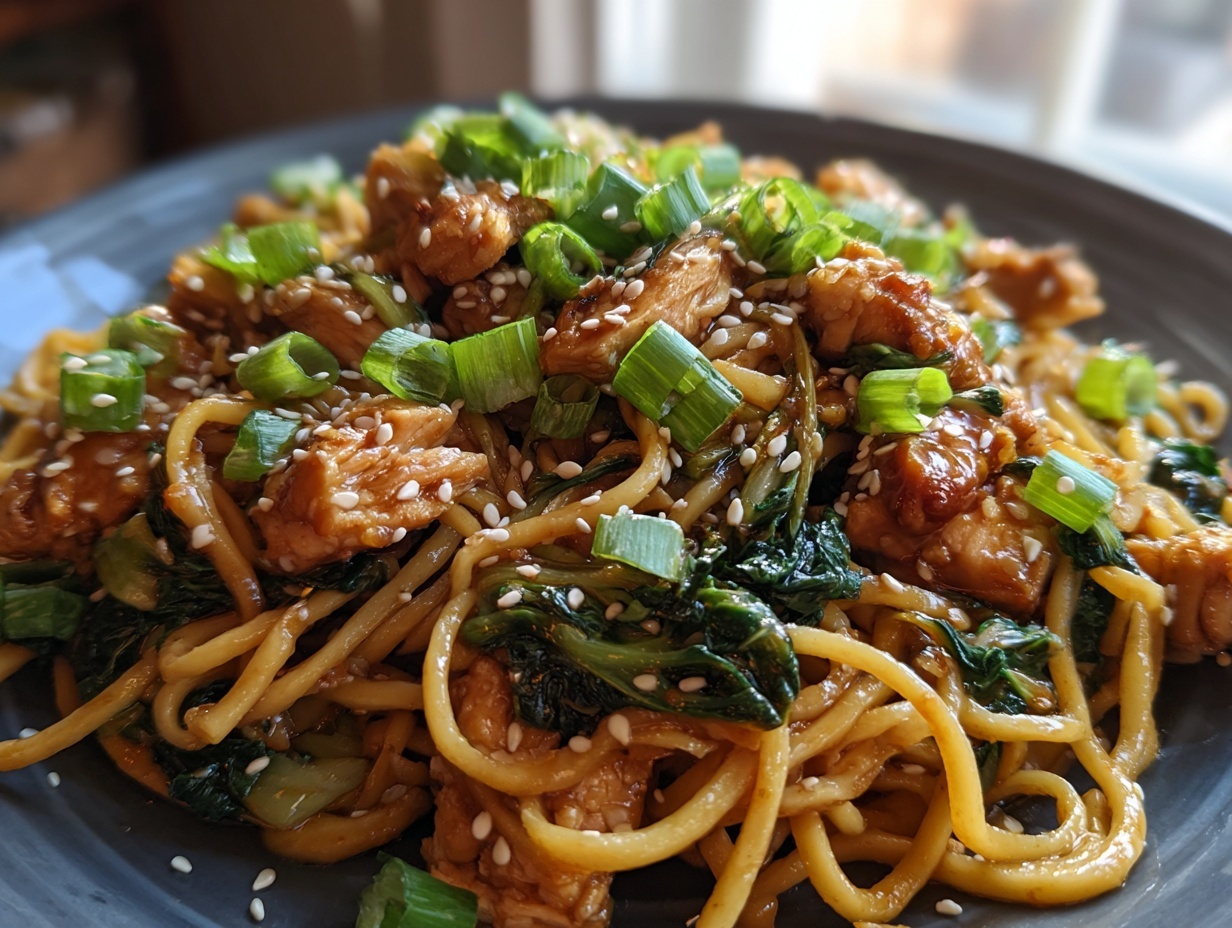 Spicy Sesame Chicken Lo Mein: 15 Min Miracle
