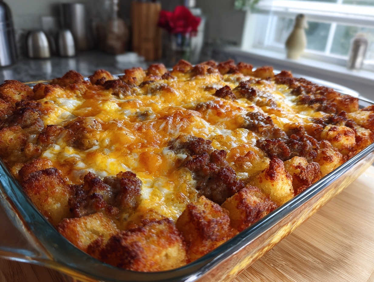 Amazing Tater Tot Sausage Breakfast Casserole