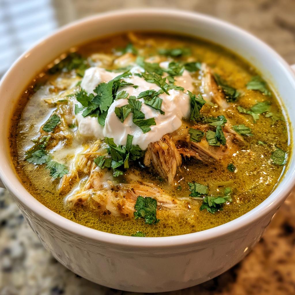 creamy green enchilada chicken soup - detail 1