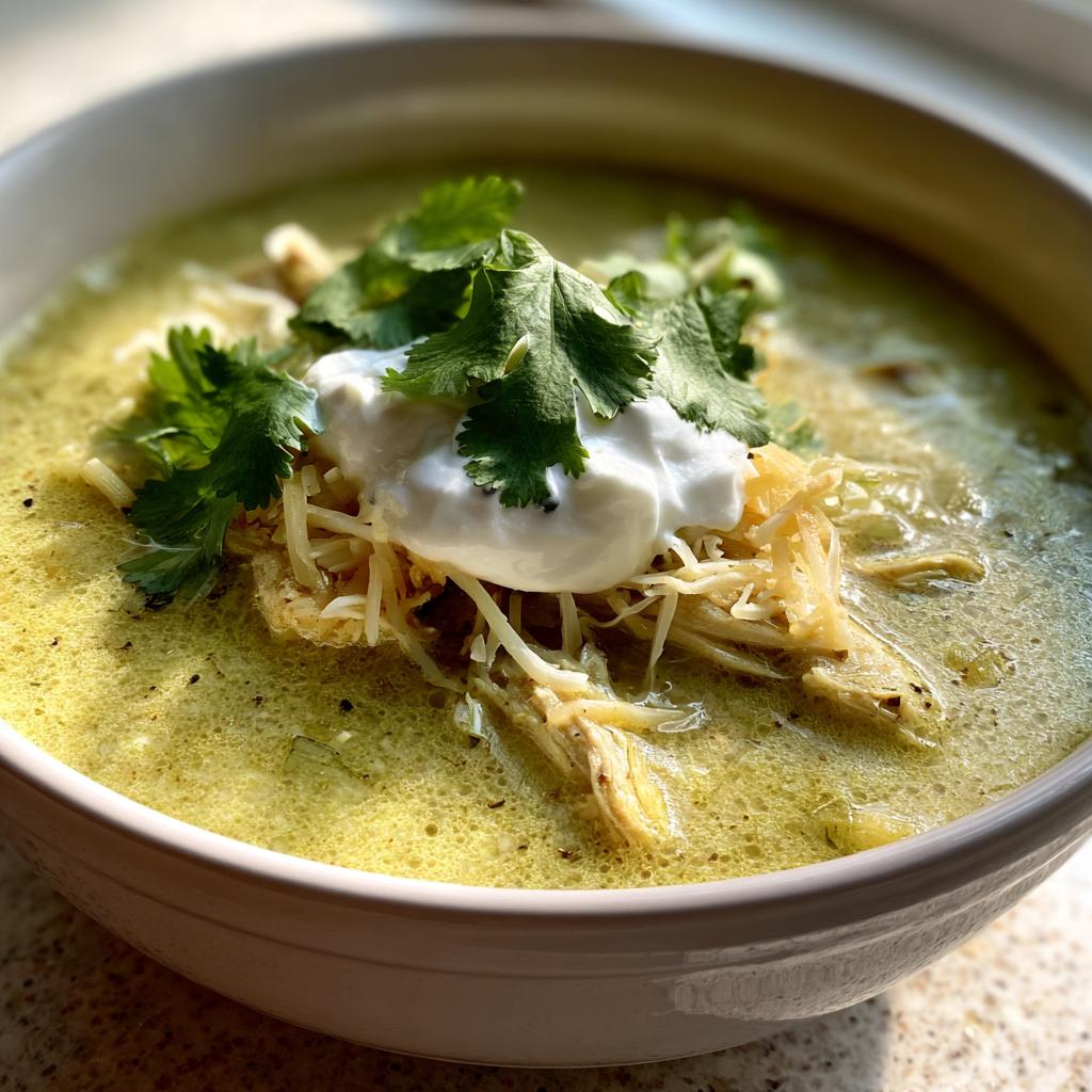 creamy green enchilada chicken soup - detail 2