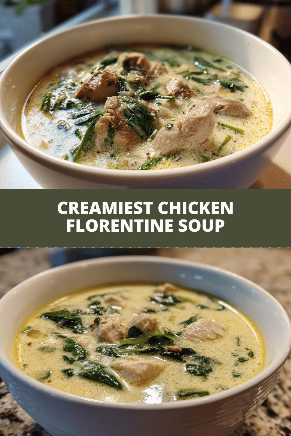 Amazing 15-Min Creamiest Chicken Florentine Soup