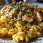 Creamy Garlic Parmesan Chicken with Cheesy Twisted Pasta