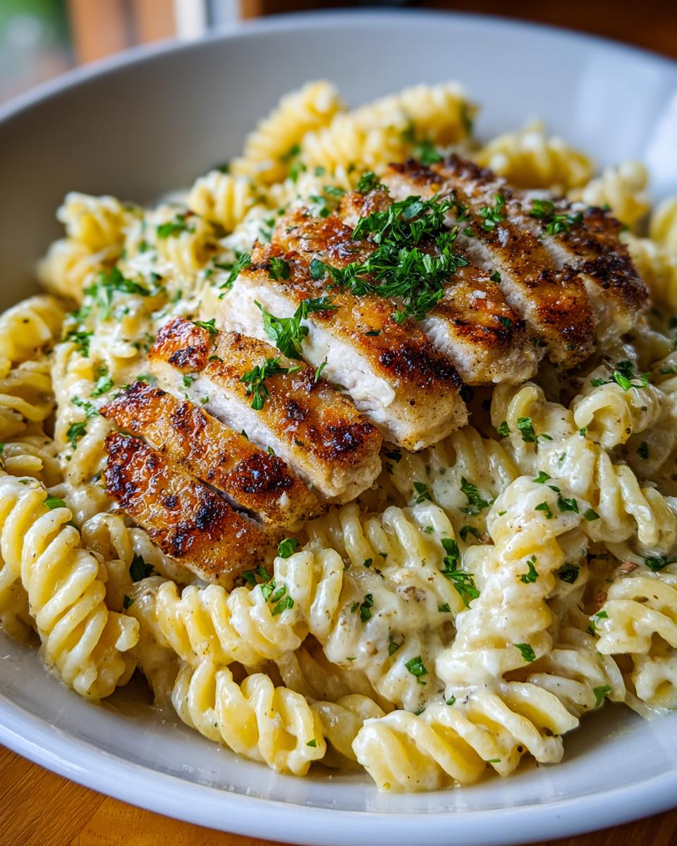 Creamy Garlic Parmesan Chicken with Cheesy Twisted Pasta - detail 2