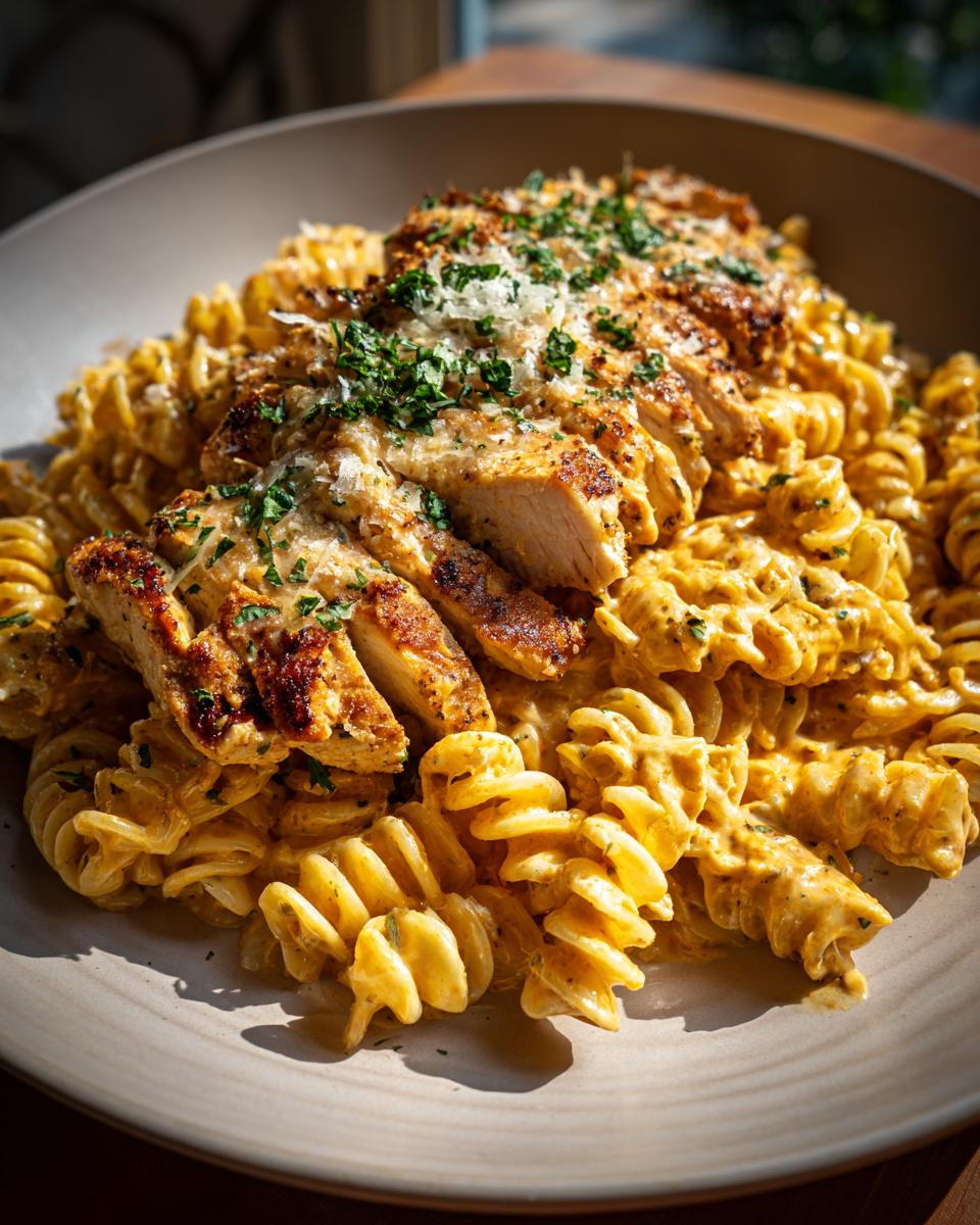 Creamy Garlic Parmesan Chicken with Cheesy Twisted Pasta - detail 3