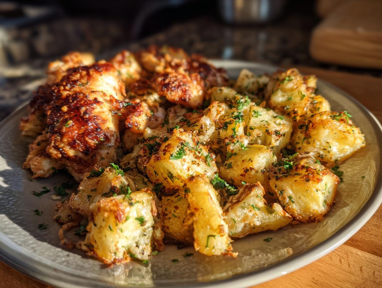 Amazing Garlic Parmesan Chicken Potatoes
