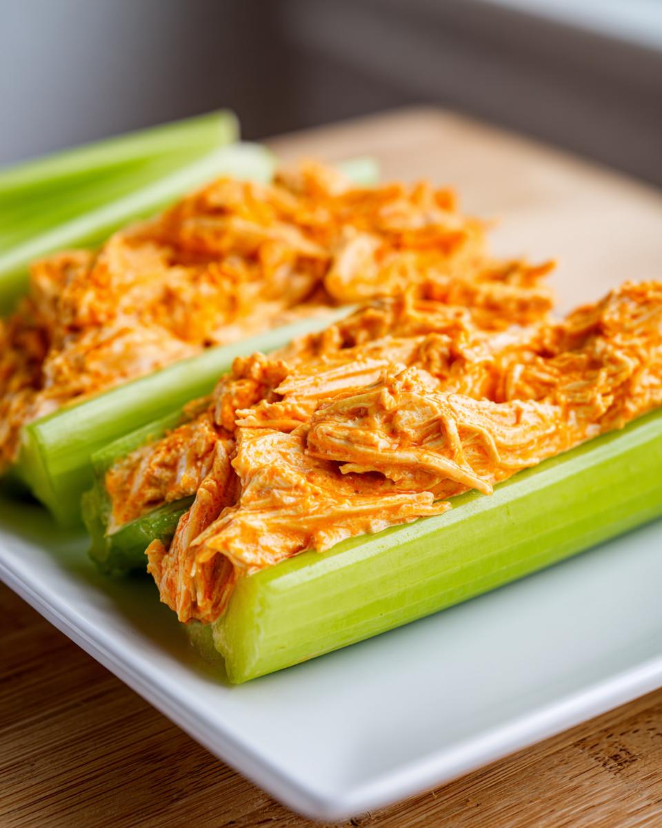 Delectable 15-Min Buffalo chicken celery sticks 4 Buffalo chicken celery sticks - detail 1