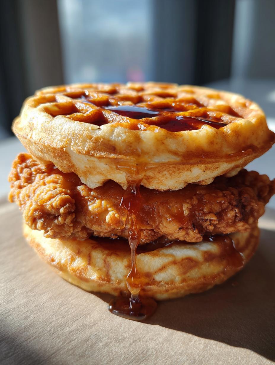 Amazing 4-Ingredient Chicken Waffle Sandwich 5 Chicken waffle sandwich - detail 2