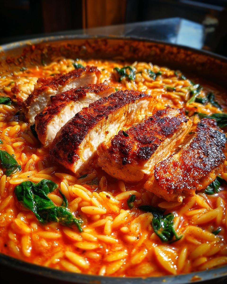 Stunning 30-Minute Creamy Tomato Garlic Chicken Orzo Skillet 4 Creamy Tomato Garlic Chicken Orzo Skillet - detail 1