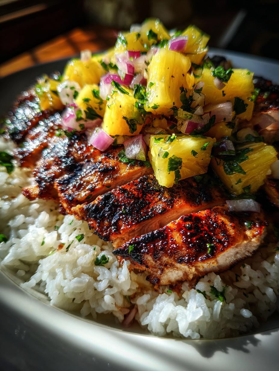 Amazing Grilled Pineapple Chicken Rice Bowl Now 5 Grilled Pineapple Chicken Rice Bowl with Fresh Salsa - detail 2