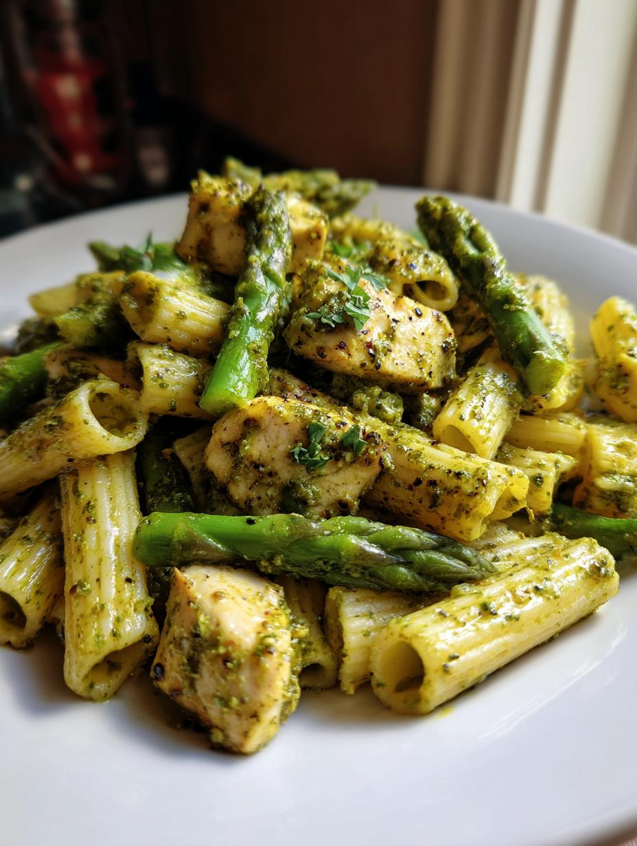 Amazing 1-Pot chicken pesto pasta with asparagus 4 chicken pesto pasta with asparagus - detail 1