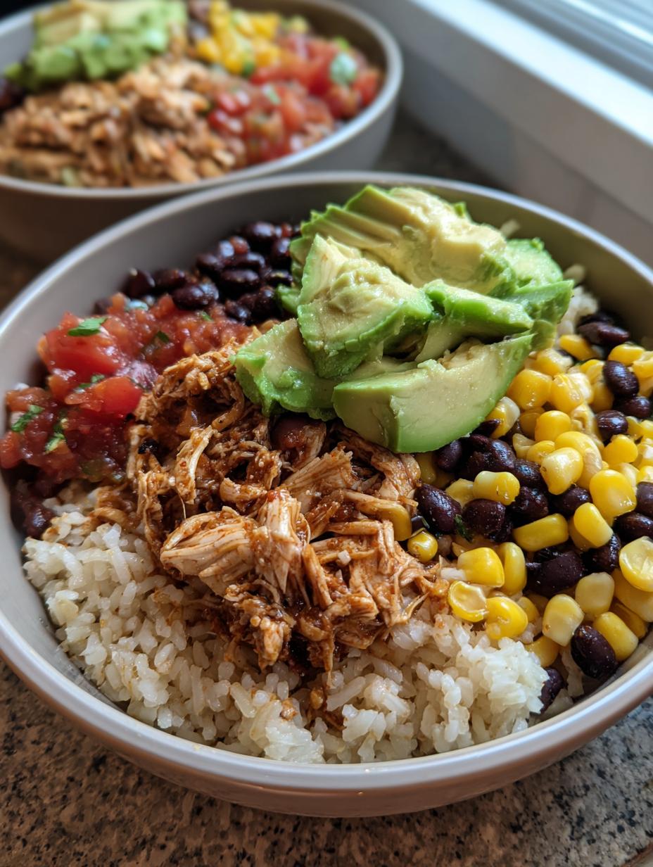 Flavorful slow cooker chicken burrito bowl! 6 servings 5 slow cooker chicken burrito bowl - detail 2