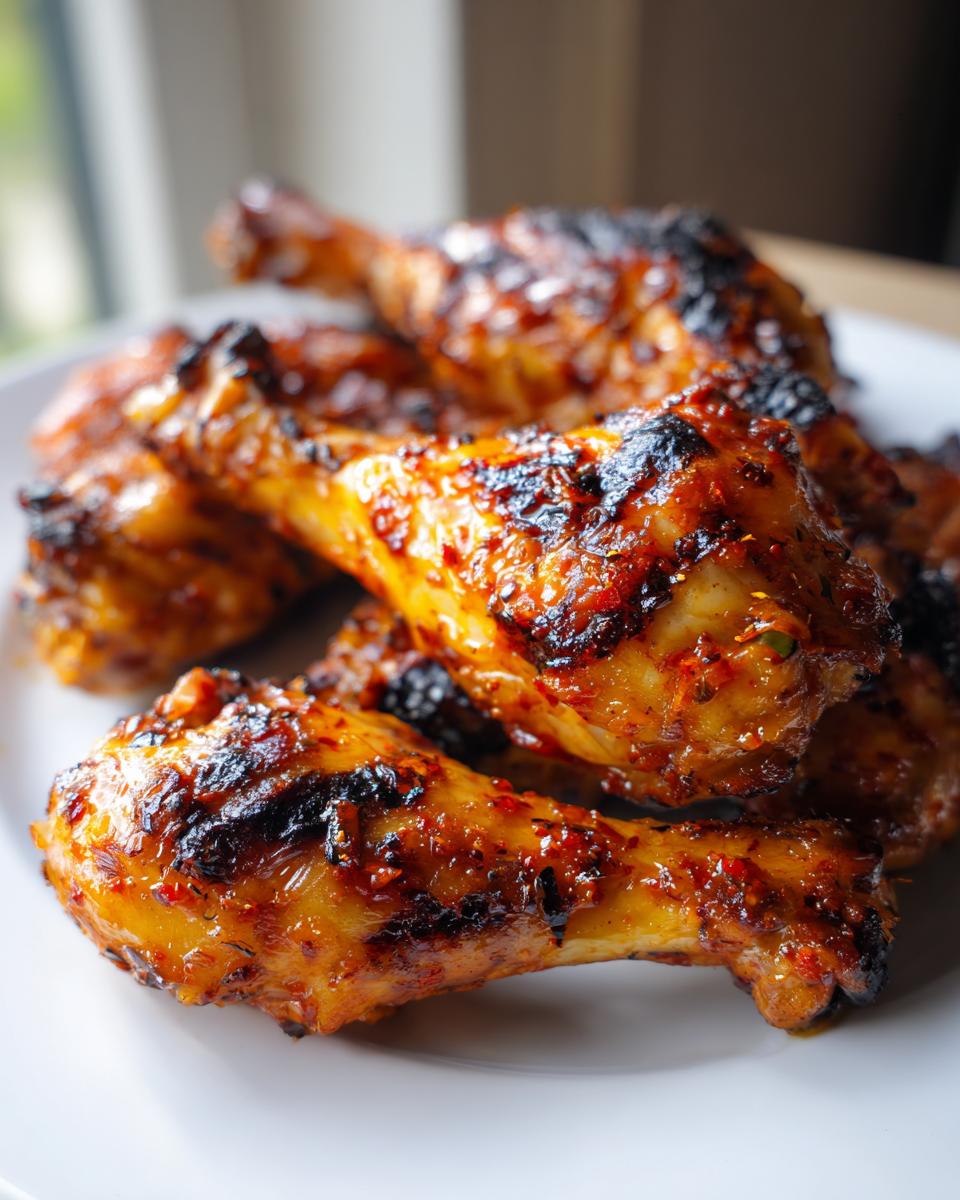Amazing Chili Lime Chicken Drumsticks 30 Min 5 A close-up of a pile of glistening Chili Lime Chicken Drumsticks, perfectly grilled with visible spices.