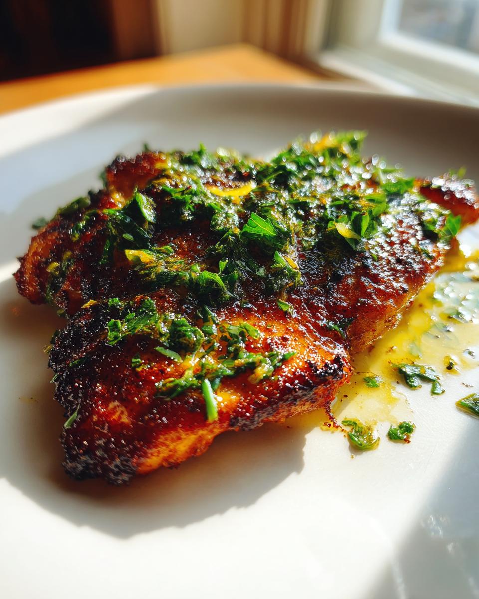 Amazing Blackstone Chicken Breast With Smoky Seasoning 5 Close-up of perfectly cooked Blackstone Chicken Breast With Smoky Seasoning, topped with fresh herbs and glistening juices.
